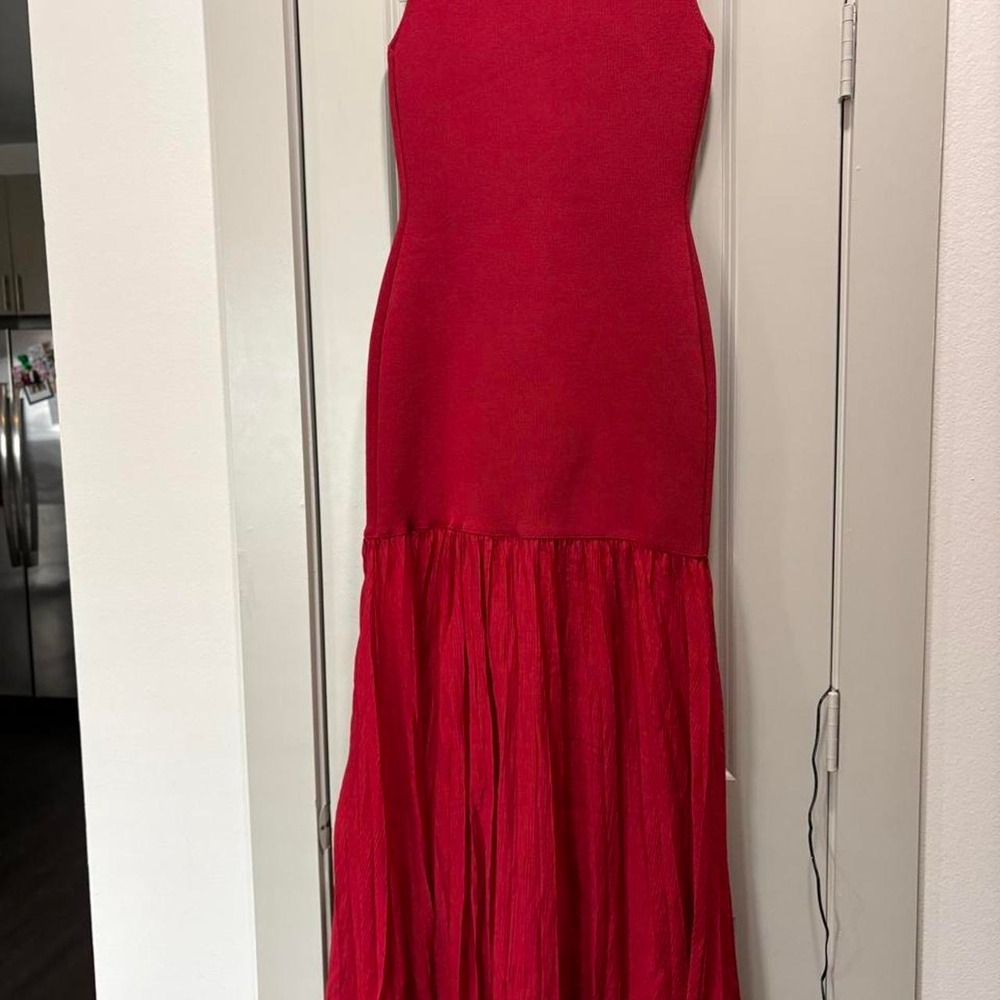 NWT Zara Red Long Combination Knit Dress - Picture 4 of 4